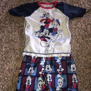 Old Navy 3t Mickey Trunks and Rash Guard